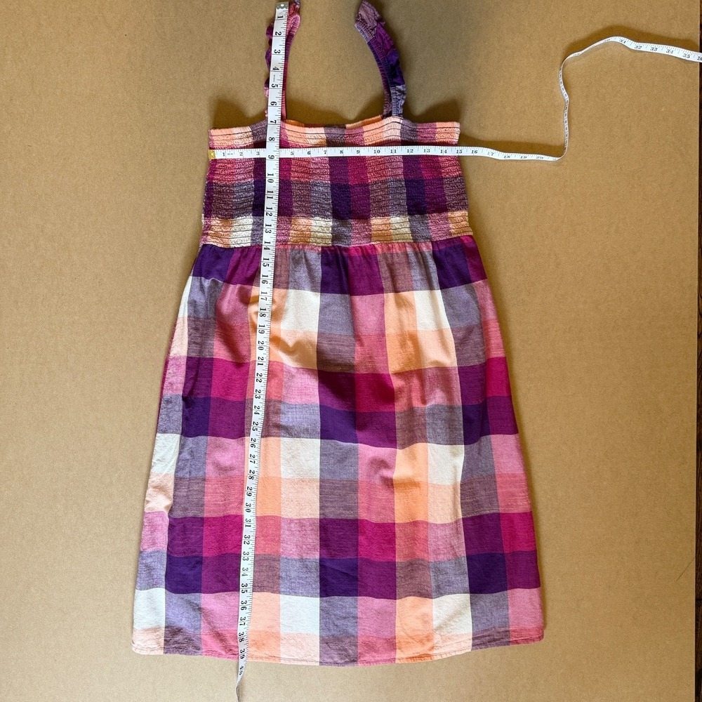 Plaid Smocked Sundress Cotton Pink Purple Midi Cottagecore Summer Dress 12 - Picture 7 of 10
